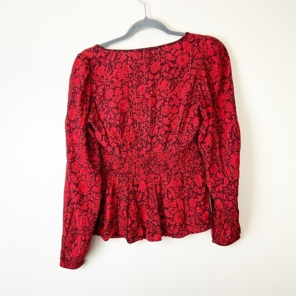 KNOX ROSE • NEW Women’s Floral Printed Smocked Back Waist Boho Top Size Small - Picture 2 of 6